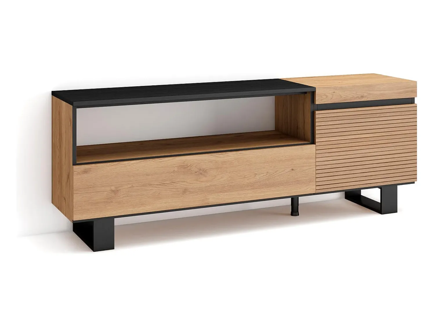 Móvel De Tv|Skraut Home Móvel de TV, 150x35x57cm, Para televisores até 65", Design industrial, Carvahlo Natural claro