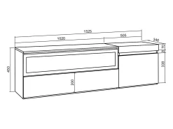 Móvel De Tv|Skraut Home Móvel de TV, 150x35x45cm, Para televisores até 65", Lareira eléctrica, Suspensos, Preto