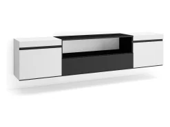 Móvel De Tv|Skraut Home Móvel de TV, 200x35x45cm, Para televisores até 80", Suspensos, e preto Branco
