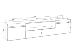 Móvel De Tv*Skraut Home Móvel de TV, 200x35x45cm, Para televisores até 80", Estante para TV, e Carvalho soft Branco