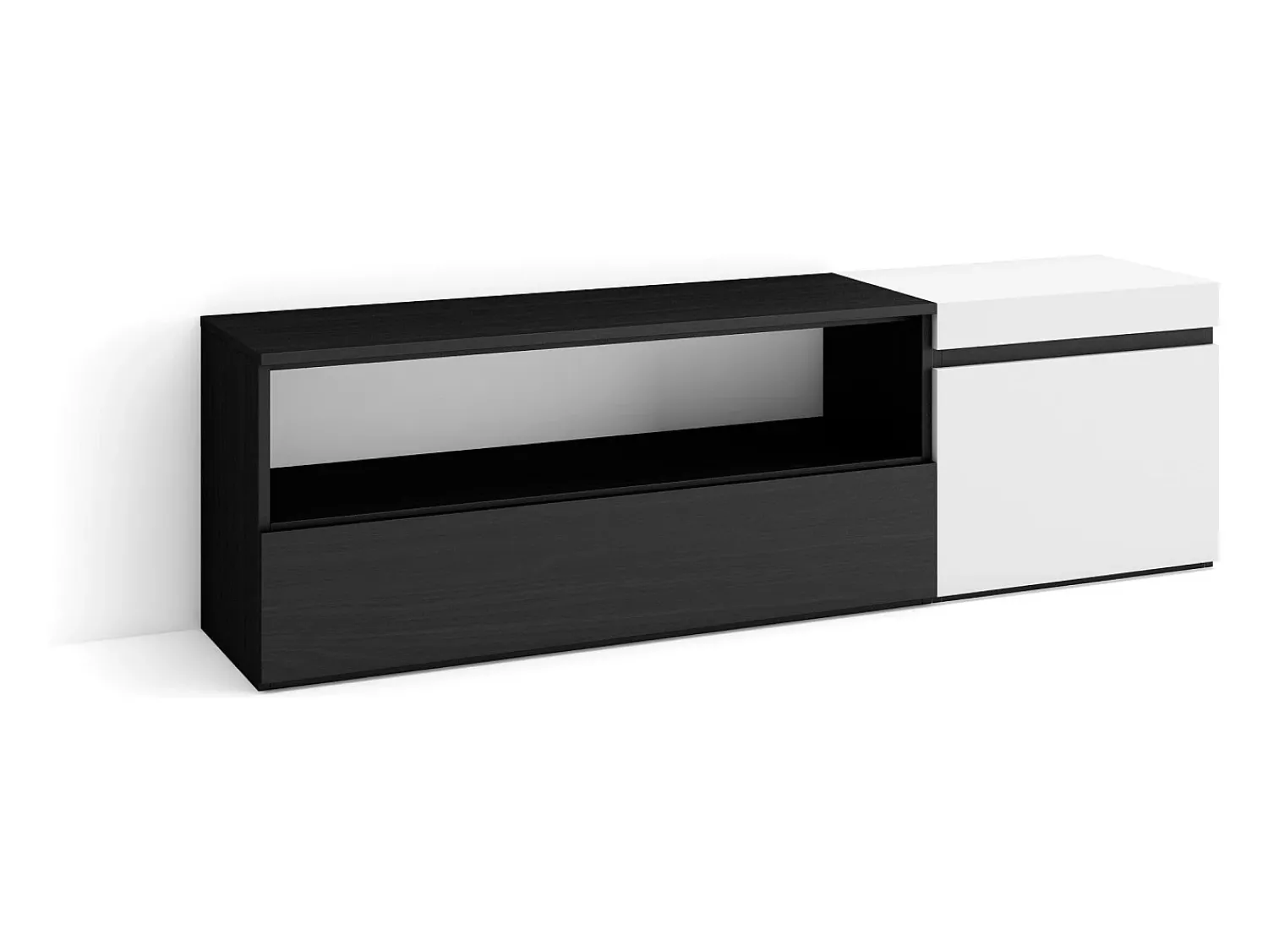 Móvel De Tv*Skraut Home Móvel de TV, 150x35x45cm, Para televisores até 65", Estante para TV, e preto Branco