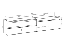 Móvel De Tv*Skraut Home Móvel de TV, 200x35x45cm, Para televisores até 80", Lareira eléctrica, e preto Branco