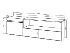 Skraut Home Móvel de TV, 150x35x45cm, Para televisores até 65