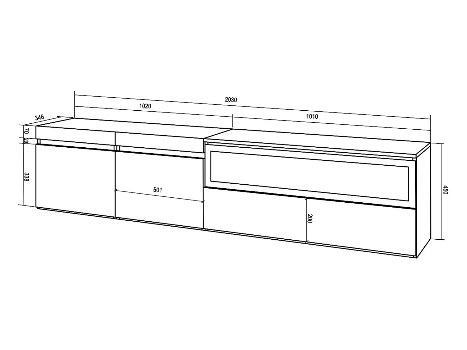 Móvel De Tv|Skraut Home Móvel de TV, 200x35x45cm, Para televisores até 80", Lareira eléctrica, Suspensos, Carvahlo e preto Natural claro