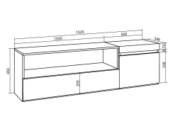 Móvel De Tv*Skraut Home Móvel de TV, 150x35x45cm, Para televisores até 65", Estante para TV, Carvahlo e preto Natural claro