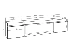 Skraut Home Móvel de TV, 208x35x45cm, Para televisores até 80