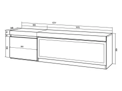Móvel De Tv*Skraut Home Móvel de TV, 158x35x45cm, Para televisores até 65", Lareira eléctrica XXL, Suspensos, Cimento Cinzento