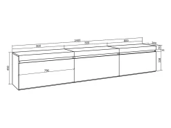 Móvel De Tv|Skraut Home Móvel de TV, 240x35x45cm, Suspensos, Cimento Cinzento