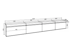 Skraut Home Móvel de TV, 320x35x45cm, TV de grande formato, Suspensos, Carvalho Natural claro