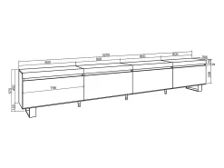 Móvel De Tv|Skraut Home Móvel de TV, 320x35x57cm, TV de grande formato, Design industrial, Preto