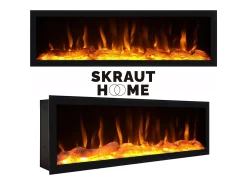 Skraut Home Móvel de TV, 237x35x45cm, TV de grande formato, Lareira eléctrica XXL, Suspensos, Cimento^ Móvel De Tv