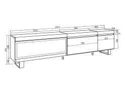 Móvel De Tv|Skraut Home Móvel de TV, 237x35x57cm, TV de grande formato, Lareira eléctrica XXL, Design industrial, Carvahlo e preto Multicor