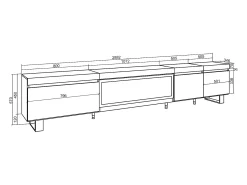 Móvel De Tv|Skraut Home Móvel de TV, 288x35x57cm, TV de grande formato, Lareira eléctrica XXL, Design industrial, Carvahlo e preto Multicor