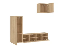 Discount Helloshop26 Móvel multimídia para TV estante para TV aparador para TV sala de jantar sala de estar quarto 4 peças carvalho Sonoma madeira de engenharia marrom 02_0029245 Castanho