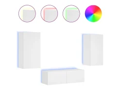 Móvel De Tv|Helloshop26 Móvel multimídia para TV prateleira para TV aparador armário para TV sala de jantar sala de estar quarto montado na parede x 3 peças com luzes LED 02_0028195 Branco