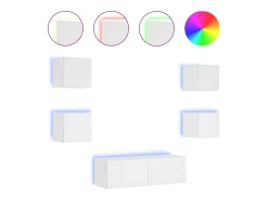 Clearance Helloshop26 Móvel multimídia para TV prateleira para TV aparador armário para TV sala de jantar sala de estar quarto montado na parede x 5 peças com luzes LED 02_0028227 Branco