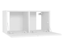 Móvel De Tv*Helloshop26 Móvel multimídia para TV prateleira para TV rack para TV sala de jantar sala de estar quarto montado na parede 2 peças 60 x 30 x 30 cm 02_0029185 Branco