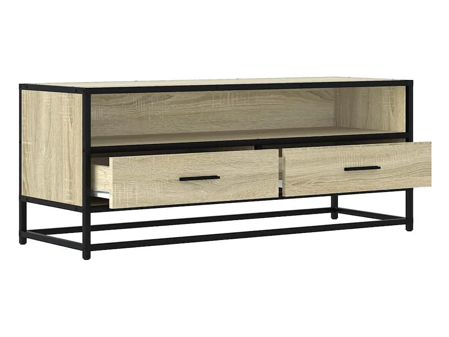 Best vidaxl Móvel p/ TV 100x34,5x40 cm deriv. madeira/metal carvalho sonoma Castanho