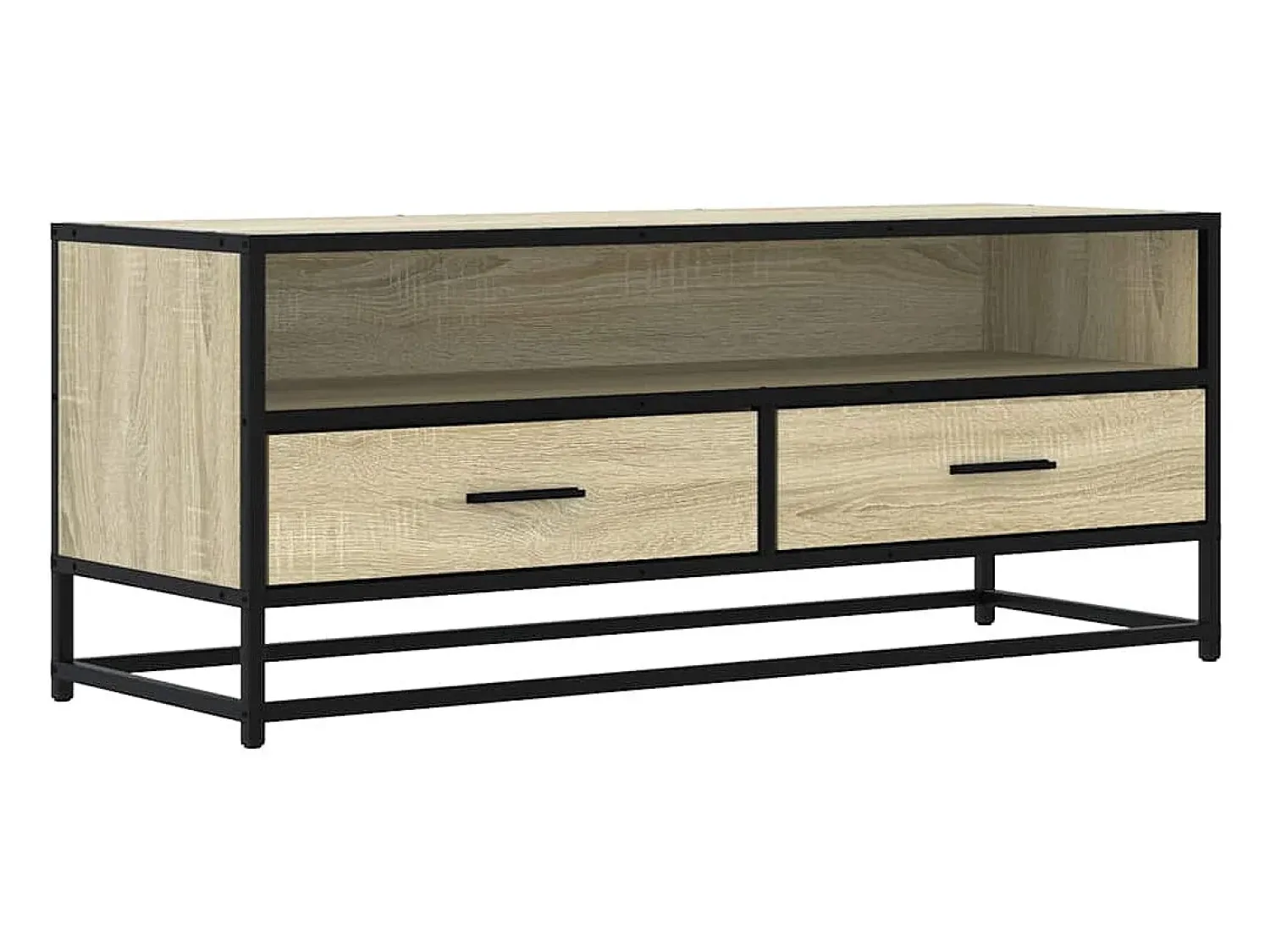 Best vidaxl Móvel p/ TV 100x34,5x40 cm deriv. madeira/metal carvalho sonoma Castanho