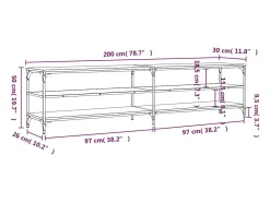 Móvel De Tv|vidaxl Móvel p/ TV 200x30x50cm derivados madeira/metal sonoma Cinzento