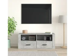 Móvel De Tv| Móvel p/ TV 100x35x40cm madeira processada cimento PT468285 Cinzento