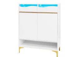 ModernLuxe Móvel para sapatos moderno 80x35x105cm - com LED - 2 gavetas e 2 portas -^ Móvel De Arrumação|Sapateira