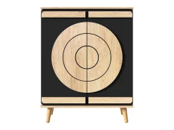 Móvel De Arrumação|Sapateira|ModernLuxe Móvel para sapatos moderno 76x37x98,5 cm - con 2 portas - Armazenamento multi-níveis - Pés de madeira - Preto e natural Preto / Natural claro