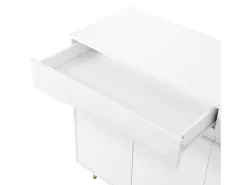 ModernLuxe Móvel para sapatos moderno 140x39x84 cm - 2 portas e 2 gavetas - Prateleiras ajustáveis - Pés dourados - Branco
