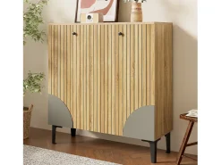 Móvel De Arrumação|Sapateira|ModernLuxe Móvel para sapatos moderno 90x32x94 cm - com 3 portas - Prateleiras de vários níveis - aspecto madeira - Painéis de partículas - Natural Natural claro