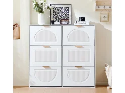 Móvel De Arrumação|Sapateira|ModernLuxe Móvel para sapatos moderno 118x25x115 cm - com 6 portas basculantes - Branco