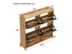 ModernLuxe Móvel para sapatos moderno - com portas de rattan - 4 portas - estrutura metálica - natural^ Móvel De Arrumação|Sapateira