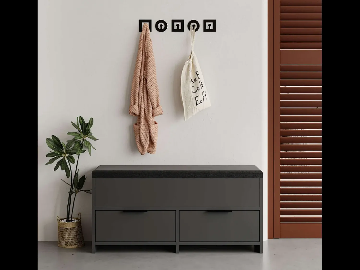 Outlet Concept-Usine Móvel para Sapatos Antracite 4 Arrumações Preto