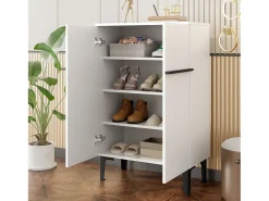 Móvel De Arrumação|Sapateira*ModernLuxe Móvel para sapatos 95x60x34,5 cm - 2 portas - Prateleiras ajustáveis - Acabamento madeira - Painéis de partículas - Branco
