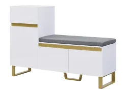 Móvel De Arrumação|Sapateira*ModernLuxe Móvel para sapatos 120x35x85 cm - 1 gaveta e 3 portas - com banco de sapatos acolchoado - Branco