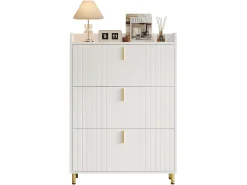 Móvel De Arrumação|Sapateira*ModernLuxe Móvel para sapatos 80x23,5x123,5 cm - com 3 portas basculantes - com 6 compartimentos ajustáveis - Branco