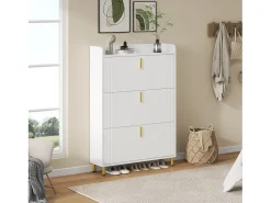 Móvel De Arrumação|Sapateira*ModernLuxe Móvel para sapatos 80x23,5x123,5 cm - com 3 portas basculantes - com 6 compartimentos ajustáveis - Branco