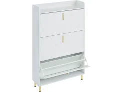 Móvel De Arrumação|Sapateira*ModernLuxe Móvel para sapatos 80x23,5x123,5 cm - com 3 portas basculantes - com 6 compartimentos ajustáveis - Branco