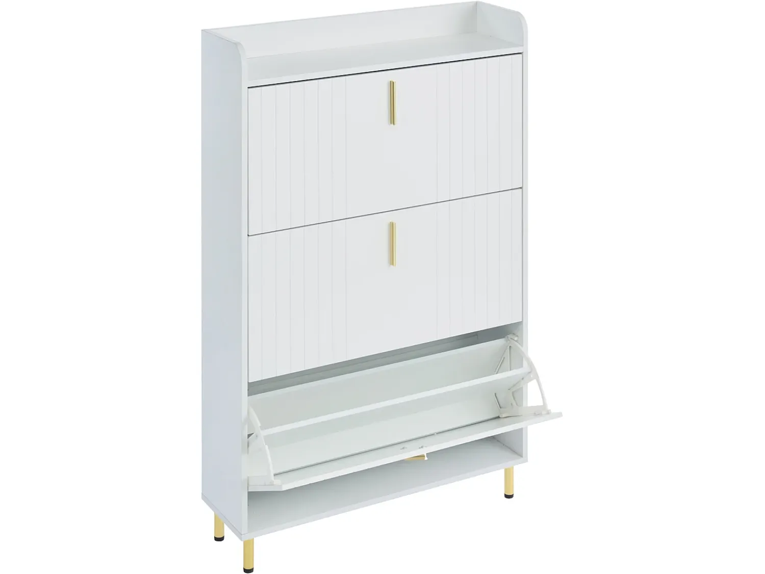 Móvel De Arrumação|Sapateira*ModernLuxe Móvel para sapatos 80x23,5x123,5 cm - com 3 portas basculantes - com 6 compartimentos ajustáveis - Branco