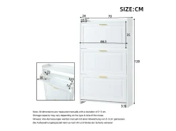 ModernLuxe Móvel para sapatos 70x24x120 cm - 3 portas basculantes - 6 compartimentos - MDF e painéis de partículas -^ Móvel De Arrumação|Sapateira