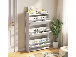 ModernLuxe Móvel para sapatos 70x24x120 cm - 3 portas basculantes - 6 compartimentos - MDF e painéis de partículas -^ Móvel De Arrumação|Sapateira