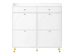 Móvel De Arrumação|Sapateira*ModernLuxe Móvel para sapatos 106.5x25x105.5cm - con 4 portas basculantes e 2 gavetas - Branco