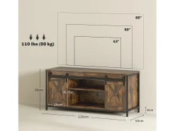 Móvel De Tv| Móvel para TV 120 × 40 × 54 cm marrom, com 2 armários e 2 prateleiras, para TVs de até 60 polegadas, ideal para sala de estar. Castanho