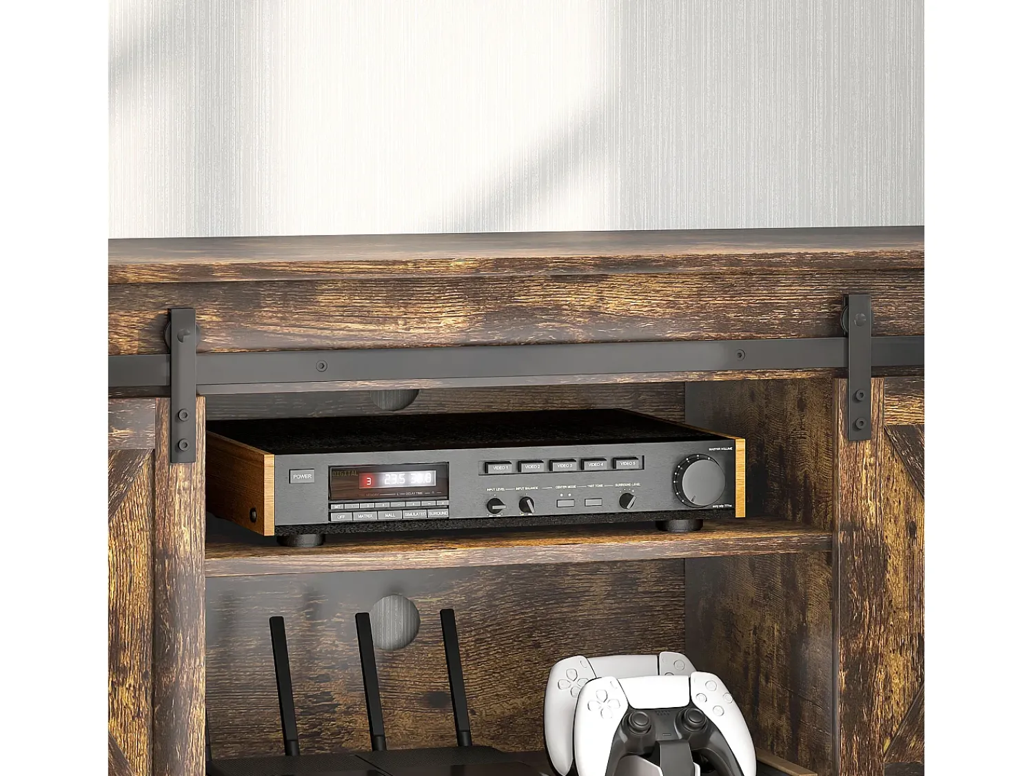 Móvel De Tv| Móvel para TV 120 × 40 × 54 cm marrom, com 2 armários e 2 prateleiras, para TVs de até 60 polegadas, ideal para sala de estar. Castanho