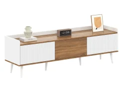 Móvel De Tv|ModernLuxe Móvel para TV 160×39×49,5 cm - 3 portas - Acabamento madeirado - MDF + Painel de partículas - Branco + Natural Natural claro / Branco