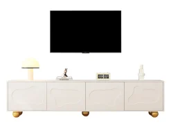 ModernLuxe Móvel para TV 180×40×45 cm - 4 portas - para televisores de 75 polegadas - Branco
