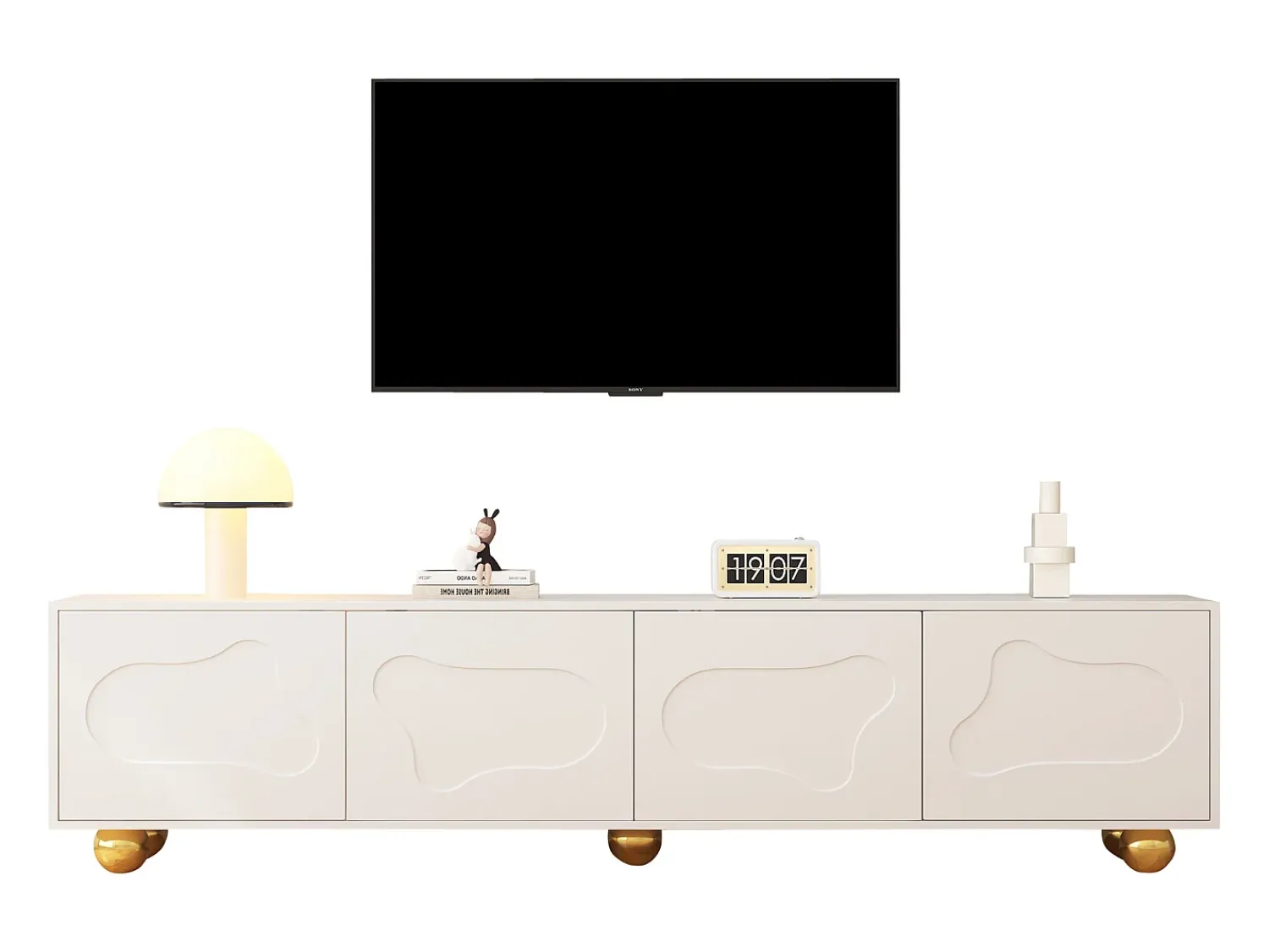 ModernLuxe Móvel para TV 180×40×45 cm - 4 portas - para televisores de 75 polegadas - Branco