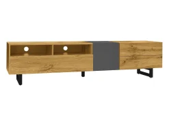 Móvel De Tv|ModernLuxe Móvel para TV 170×36,5×42 cm - 3 portas - 2 compartimentos de armazenamento - Pés em metal em U - Acabamento madeirado - Natural Natural claro