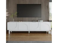 Móvel De Tv*ModernLuxe Móvel para TV 169×34×45,5 cm - 4 portas - pés em madeira maciça - painel de partículas - Branco