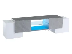 Móvel De Tv*ModernLuxe Móvel para TV - com 4 portas - com iluminação LED - para televisores 80/75/70/65/55 polegadas - branco + cinza Cinzento / Branco