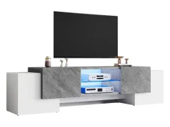 Móvel De Tv*ModernLuxe Móvel para TV - com 4 portas - com iluminação LED - para televisores 80/75/70/65/55 polegadas - branco + cinza Cinzento / Branco